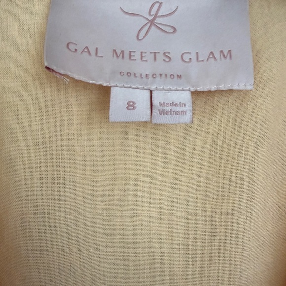 Gal Meets Glam Women 8  Light Yellow Linen Cottage Core Fit & Flare Midi Dress - Picture 7 of 9